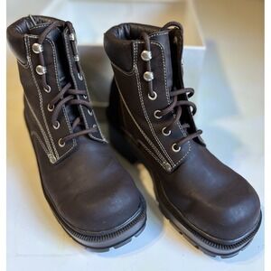 Prima Royale Harvey Dark Brown Oily Size 7M Lace Up Block/Platform Heel‎ W/Box